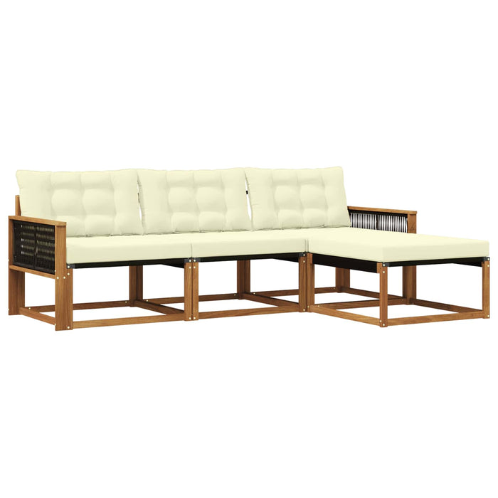 Set de canapele de exterior cu pernă 4 pcs Natural și Crem WALTI