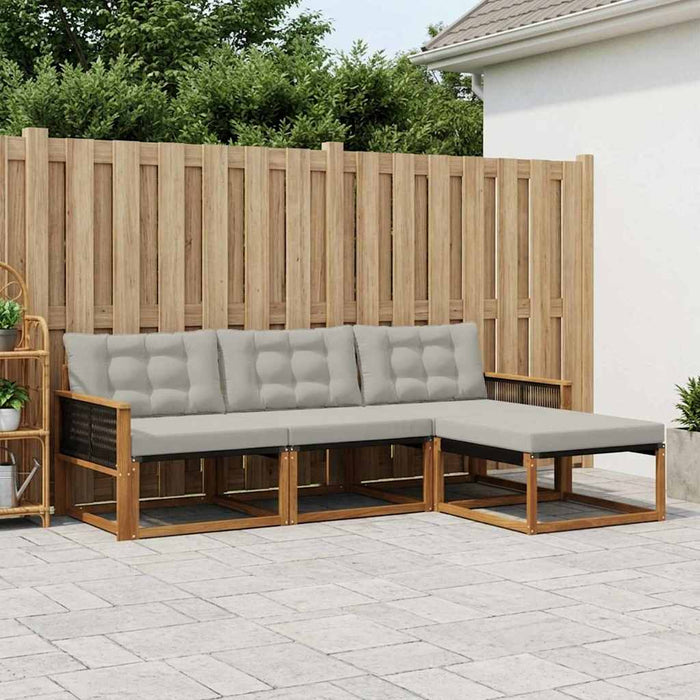 Set de canapele de exterior 4 pcs Natural și gri deschis WALTI