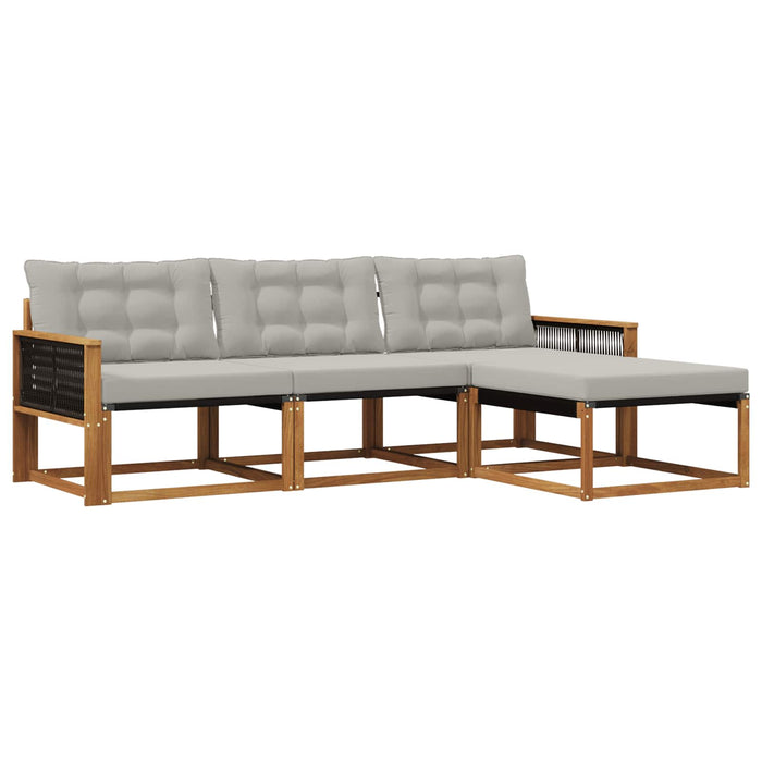 Set de canapele de exterior 4 pcs Natural și gri deschis WALTI