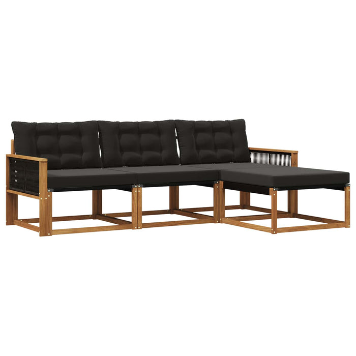 Set de canapele de exterior cu pernă 4 pcs Natural și Negru WALTI