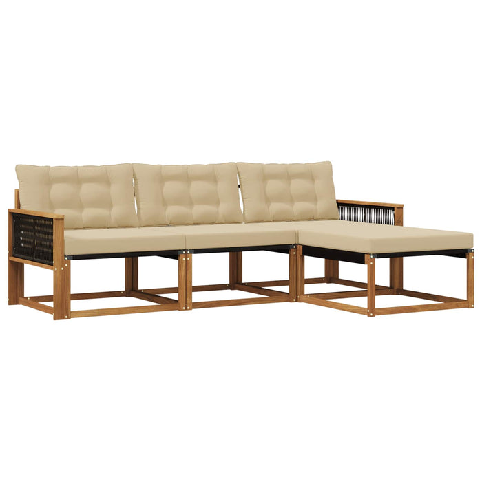 Set de canapele de exterior cu pernă 4 pcs Natural și Bej - WALTI WALTI