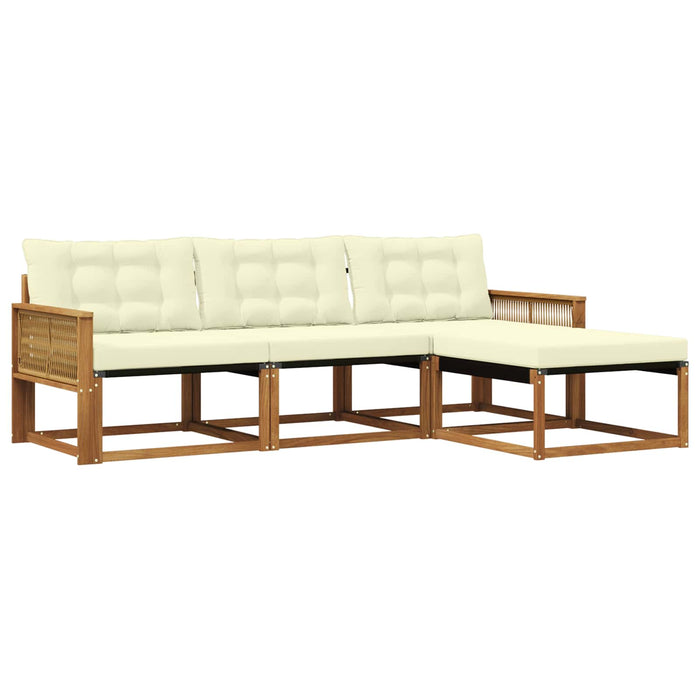 Set de canapele de exterior cu pernă 4 pcs Natural și Crem WALTI