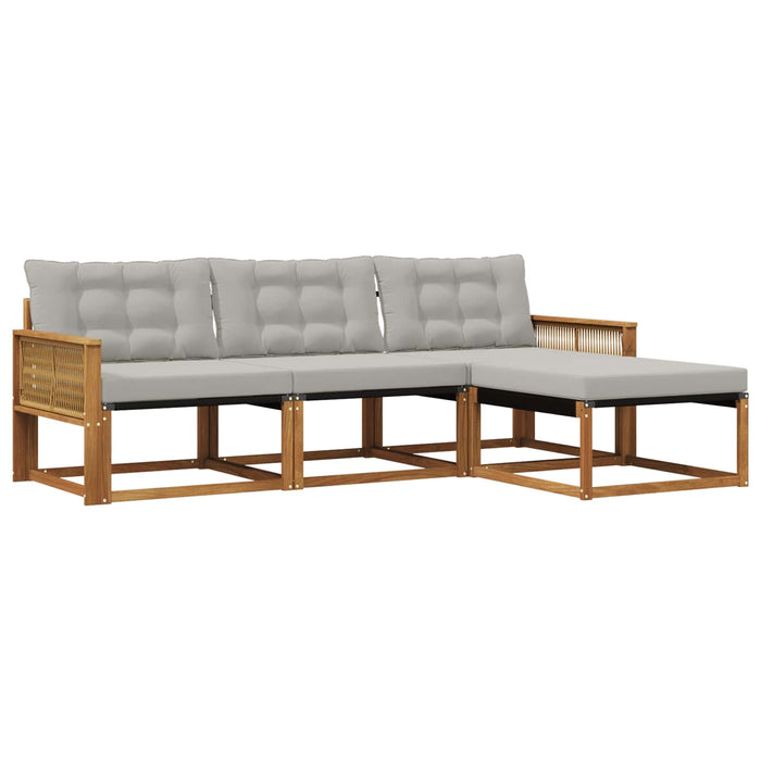 Set de canapele de exterior 4 pcs Natural și gri deschis WALTI