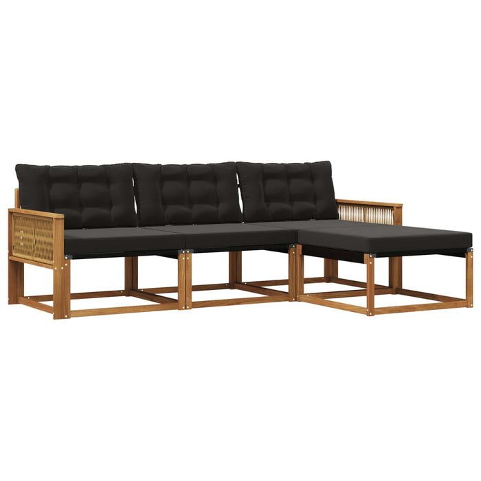 Set de canapele de exterior cu pernă 4 pcs Natural și Negru WALTI