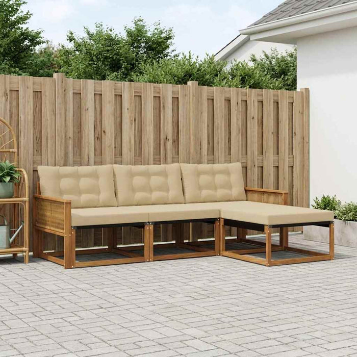 Set de canapele de exterior cu pernă 4 pcs Natural și Bej WALTI