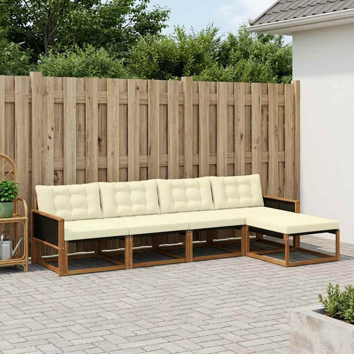 Set de canapele de exterior cu pernă 5 pcs Natural și Crem WALTI
