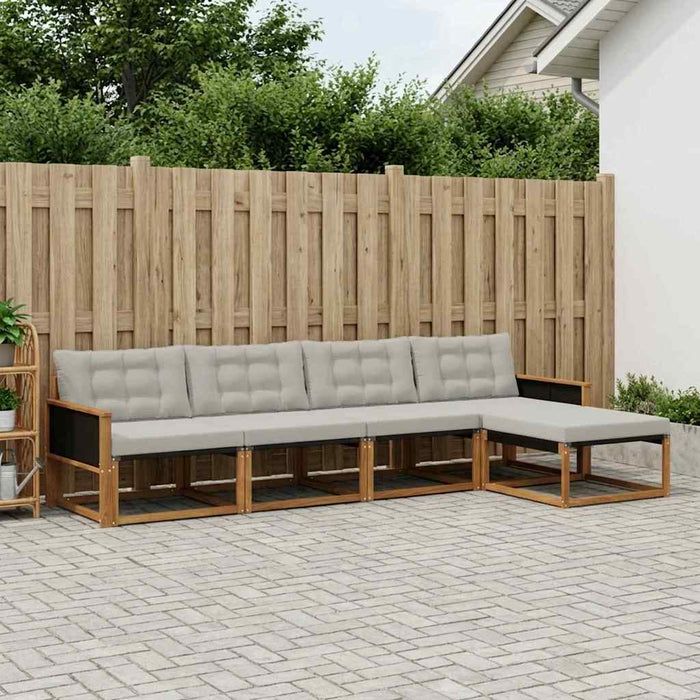 Set de canapele de exterior 5 pcs Natural și gri deschis WALTI