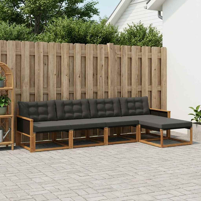 Set de canapele de exterior cu pernă 5 pcs Natural și Negru WALTI