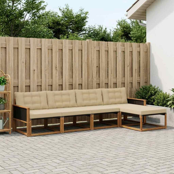 Set de canapele de exterior cu pernă 5 pcs Natural și Bej WALTI