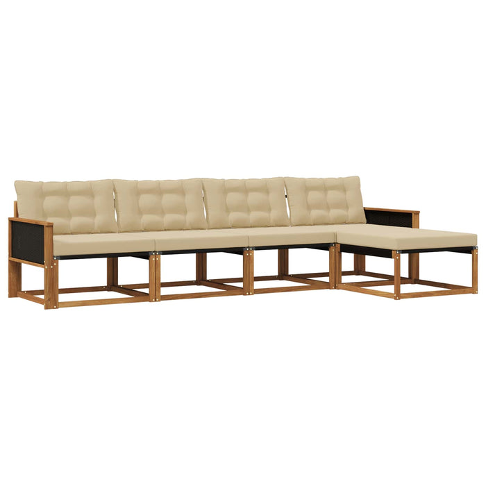 Set de canapele de exterior cu pernă 5 pcs Natural și Bej WALTI