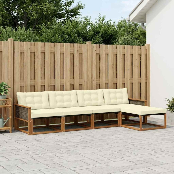 Set de canapele de exterior cu pernă 5 pcs Natural și Crem WALTI