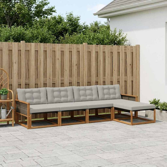 Set de canapele de exterior 5 pcs Natural și gri deschis WALTI