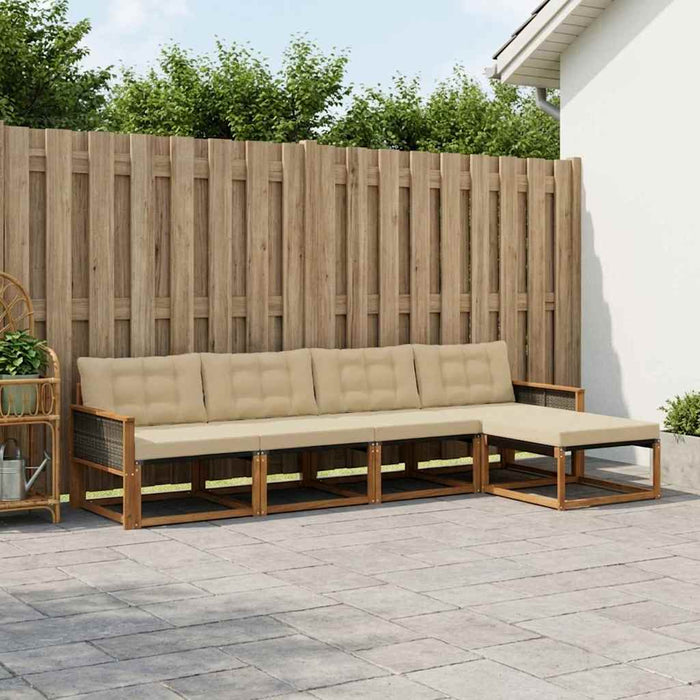 Set de canapele de exterior cu pernă 5 pcs Natural și Bej WALTI