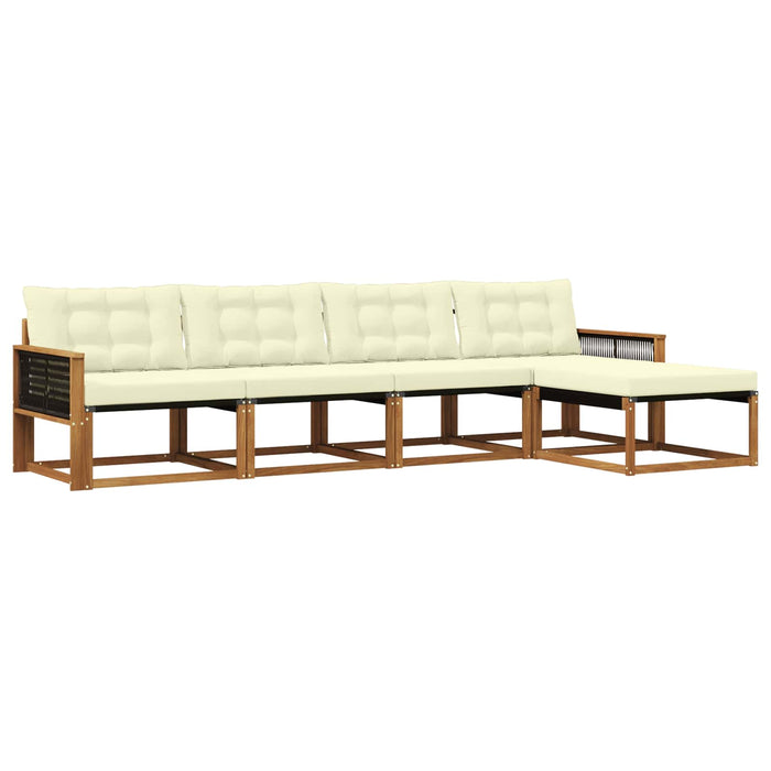 Set de canapele de exterior cu pernă 5 pcs Natural și Crem WALTI