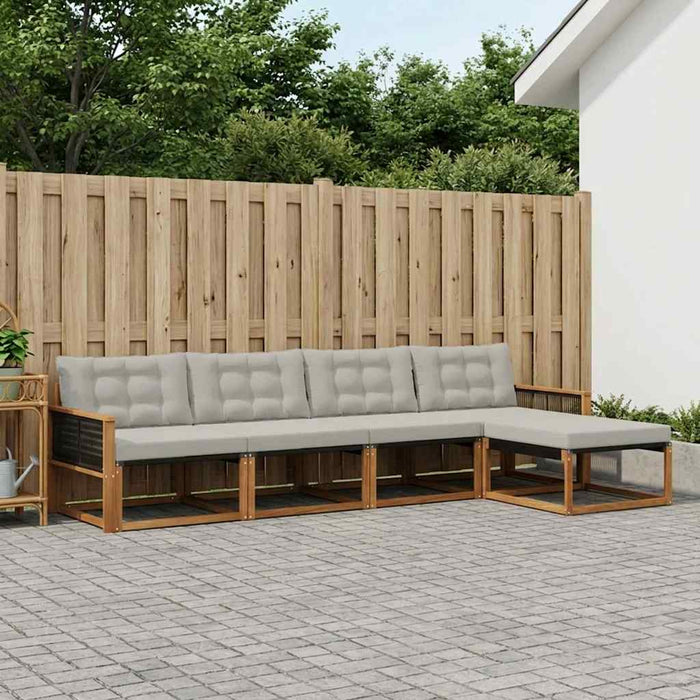 Set de canapele de exterior 5 pcs Natural și gri deschis WALTI