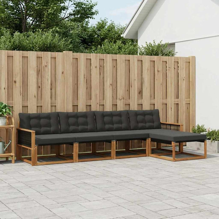Set de canapele de exterior cu pernă 5 pcs Natural și Negru WALTI