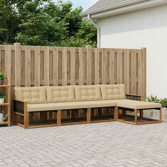 Set de canapele de exterior cu pernă 5 pcs Natural și Bej WALTI