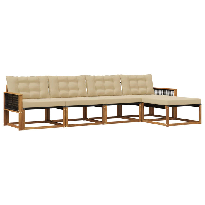 Set de canapele de exterior cu pernă 5 pcs Natural și Bej WALTI