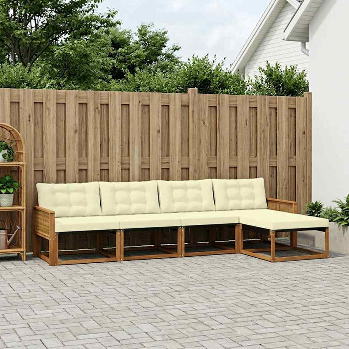 Set de canapele de exterior cu pernă 5 pcs Natural și Crem WALTI