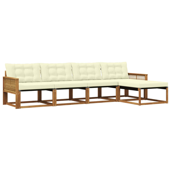 Set de canapele de exterior cu pernă 5 pcs Natural și Crem WALTI