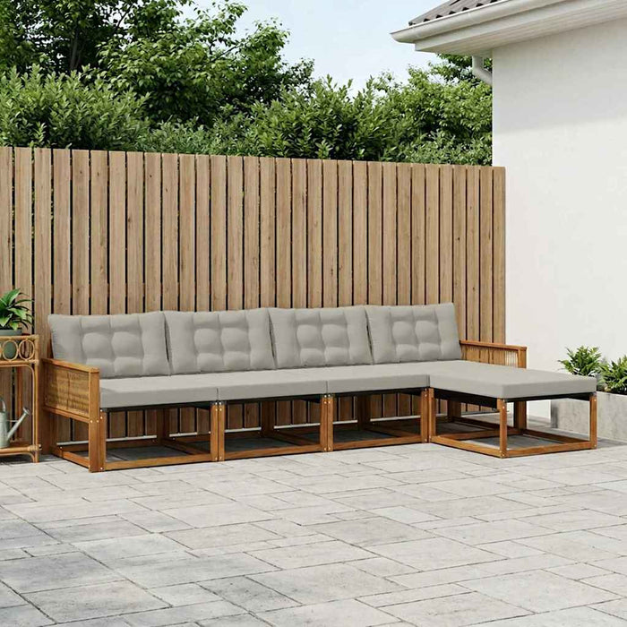 Set de canapele de exterior 5 pcs Natural și gri deschis WALTI