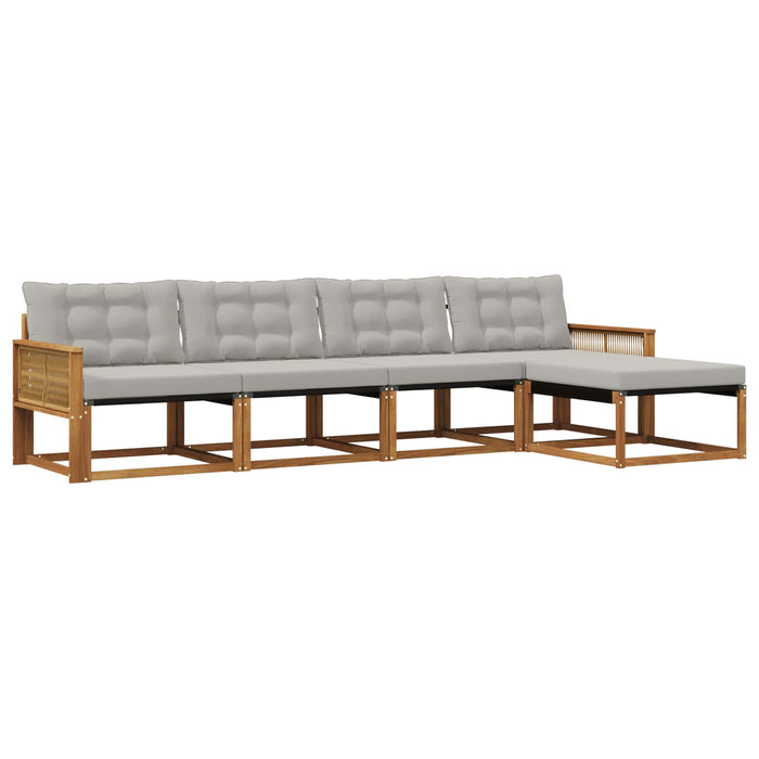 Set de canapele de exterior 5 pcs Natural și gri deschis WALTI