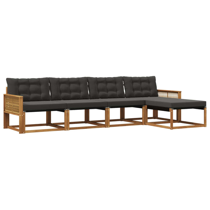 Set de canapele de exterior cu pernă 5 pcs Natural și Negru WALTI