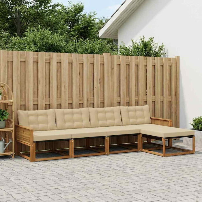 Set de canapele de exterior cu pernă 5 pcs Natural și Bej WALTI
