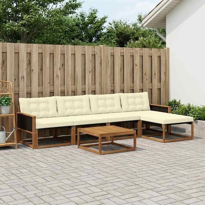 Set de canapele de exterior cu pernă 6 pcs Natural și Crem WALTI