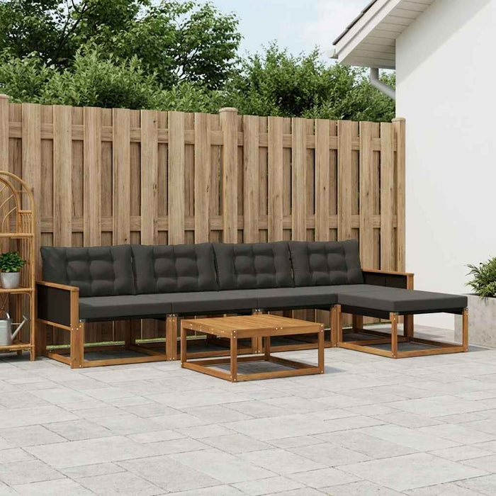 Set de canapele de exterior cu pernă 6 pcs Natural și Negru WALTI