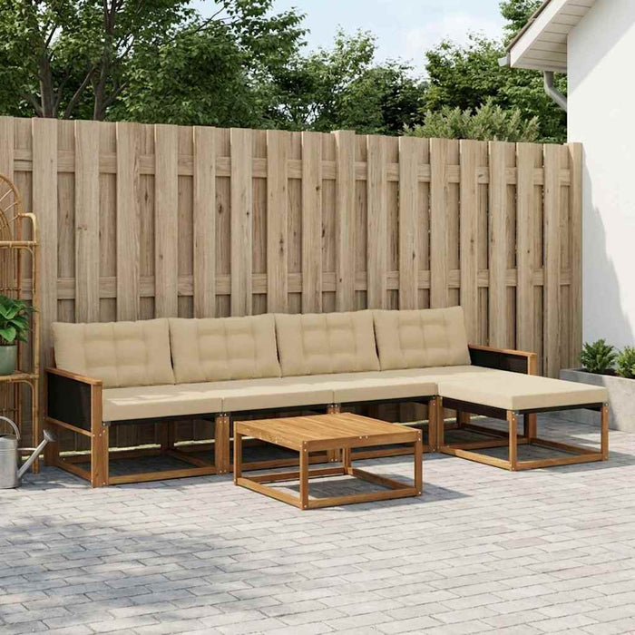 Set de canapele de exterior cu pernă 6 pcs Natural și Bej WALTI