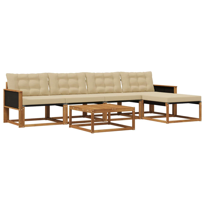 Set de canapele de exterior cu pernă 6 pcs Natural și Bej WALTI