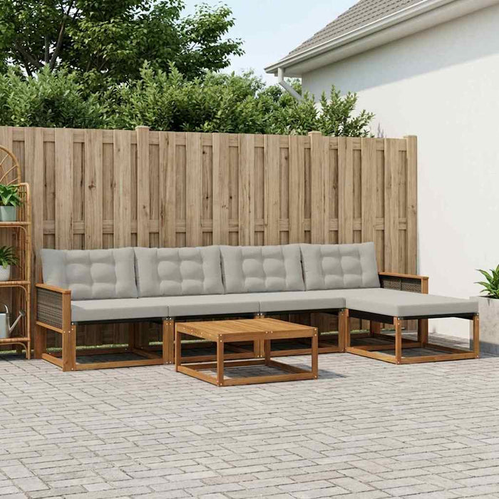 Set de canapele de exterior 6 pcs Natural și gri deschis WALTI