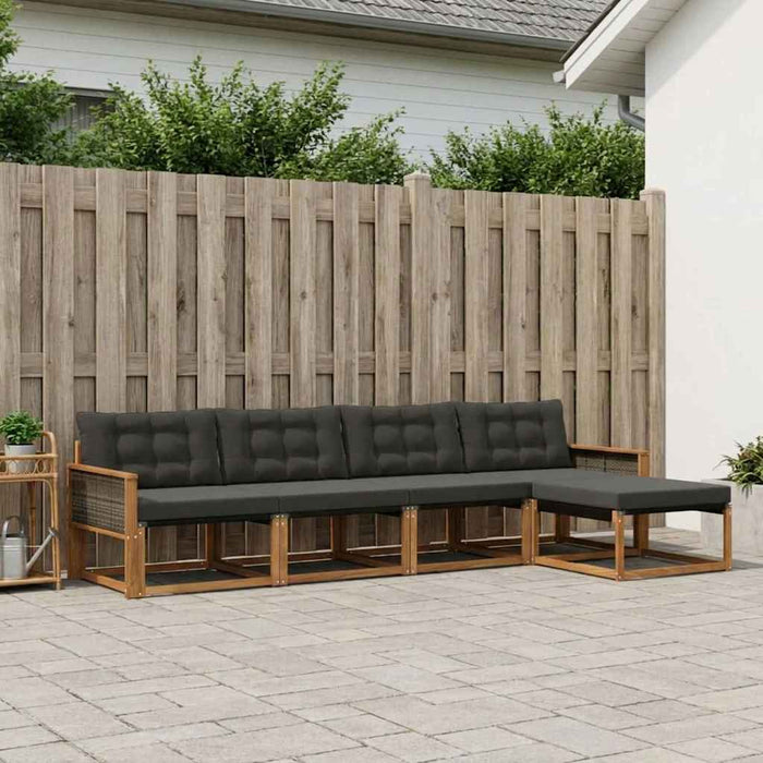 Set de canapele de exterior cu pernă 6 pcs Natural și Negru WALTI