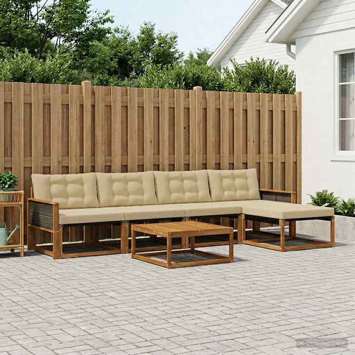Set de canapele de exterior cu pernă 6 pcs Natural și Bej WALTI
