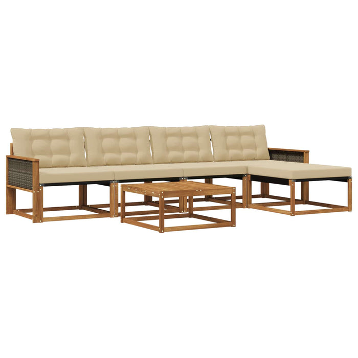 Set de canapele de exterior cu pernă 6 pcs Natural și Bej WALTI