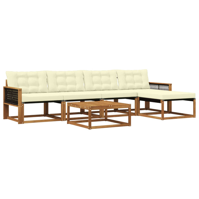 Set de canapele de exterior cu pernă 6 pcs Natural și Crem WALTI
