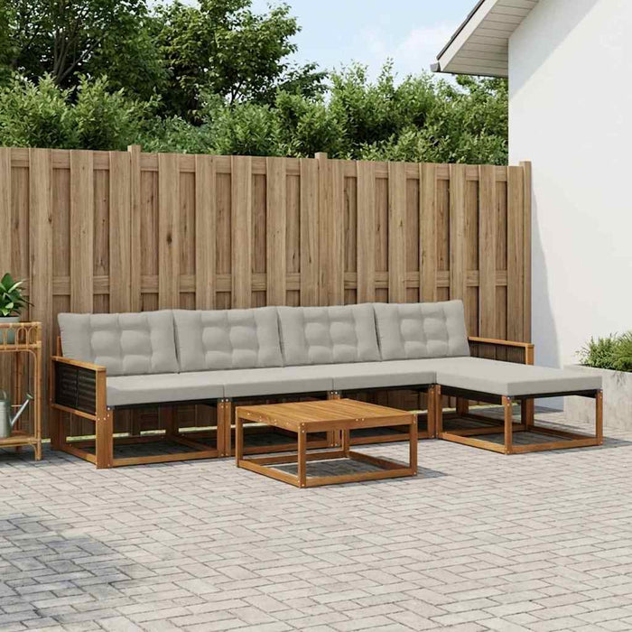 Set de canapele de exterior 6 pcs Natural și gri deschis WALTI