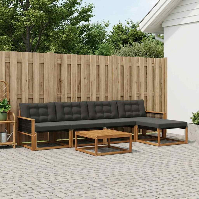 Set de canapele de exterior cu pernă 6 pcs Natural și Negru WALTI