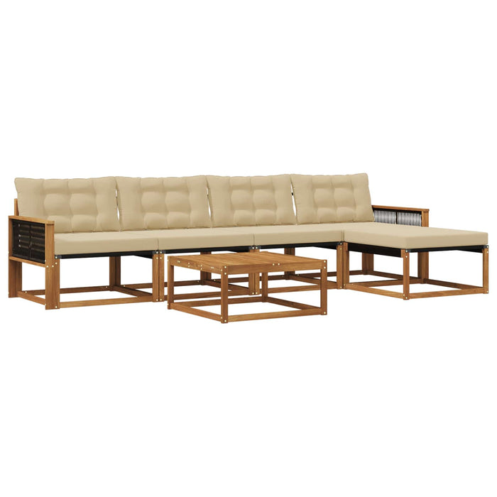 Set de canapele de exterior cu pernă 6 pcs Natural și Bej WALTI