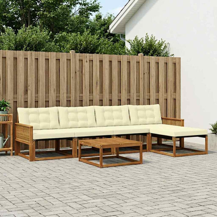 Set de canapele de exterior cu pernă 6 pcs Natural și Crem WALTI