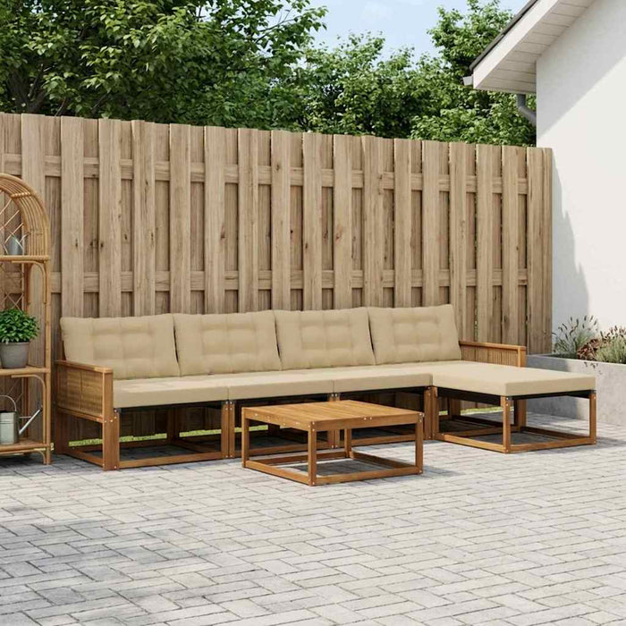 Set de canapele de exterior cu pernă 6 pcs Natural și Bej WALTI