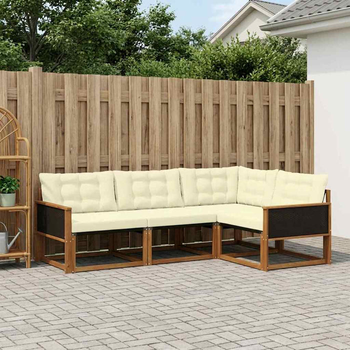 Set de canapele de exterior cu pernă 4 pcs Natural și Crem WALTI