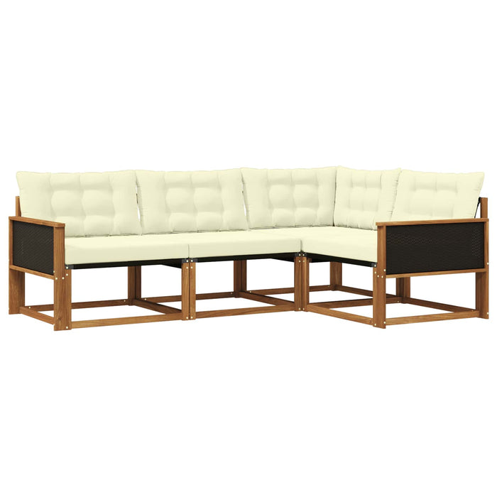 Set de canapele de exterior cu pernă 4 pcs Natural și Crem WALTI