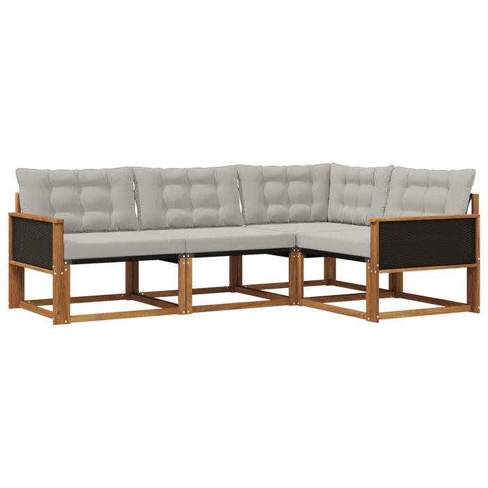 Set de canapele de exterior 4 pcs Natural și gri deschis WALTI