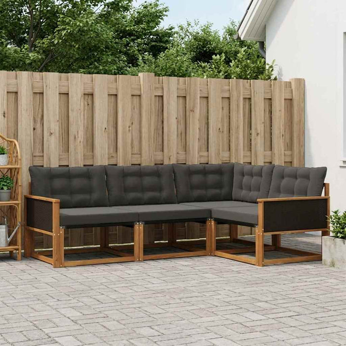 Set de canapele de exterior cu pernă 4 pcs Natural și Negru WALTI