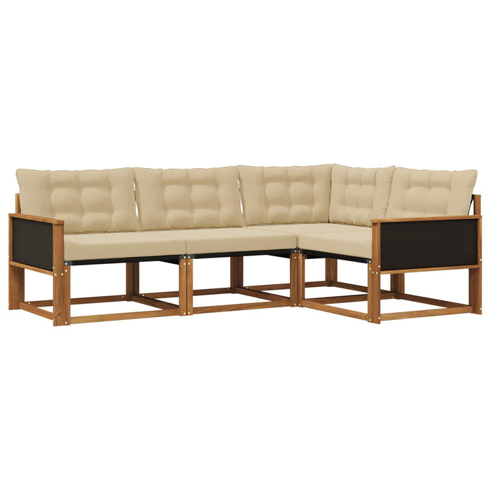 Set de canapele de exterior cu pernă 4 pcs Natural și Bej WALTI