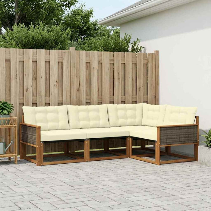 Set de canapele de exterior cu pernă 4 pcs Natural și Crem WALTI