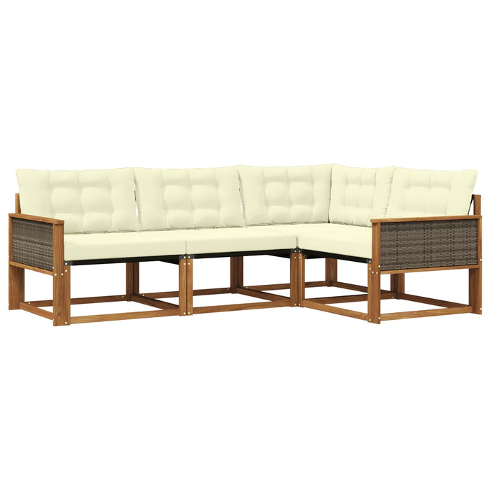 Set de canapele de exterior cu pernă 4 pcs Natural și Crem WALTI