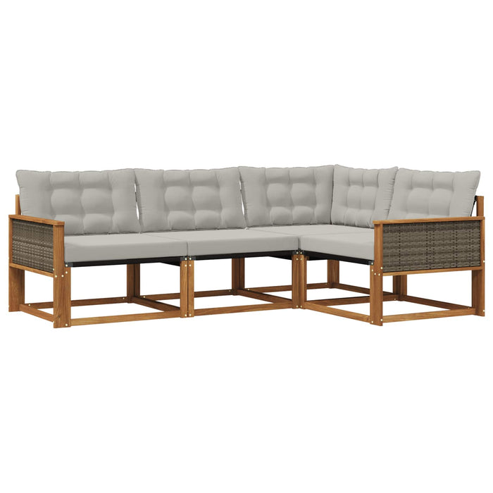 Set de canapele de exterior 4 pcs Natural și gri deschis WALTI